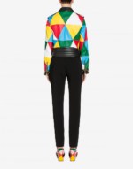 Multi color Biker Leather Women's Jacket
