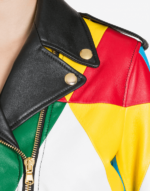 Multi color Biker Leather Women's Jacket