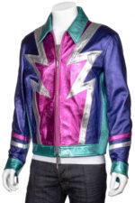 Multicolored Metallic Leather Jacket