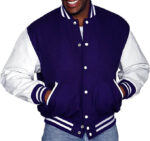 Navy Blue Varsity Letterman baseball jacket