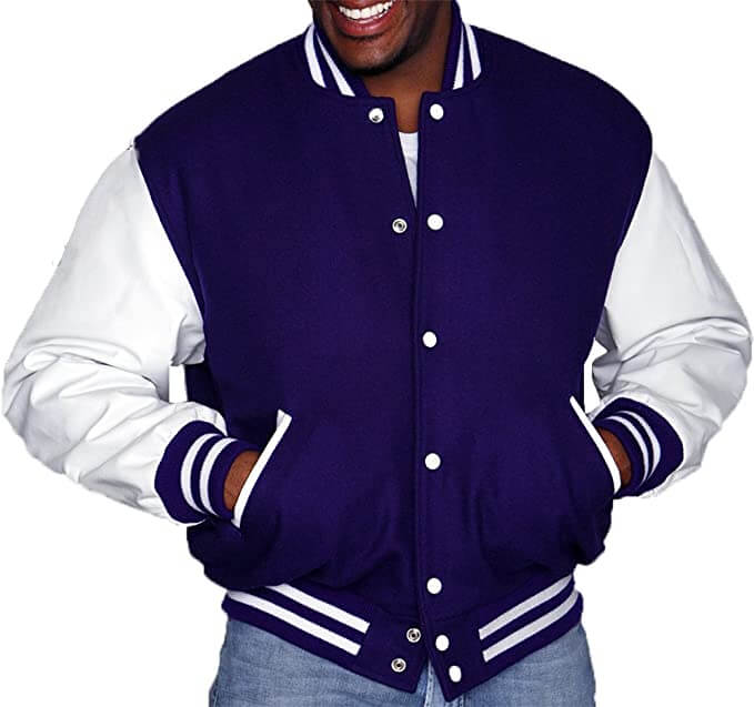 baseball jacket blue and white
