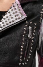 Philipp Plein Multi Color Silver Studded Leather Jacket