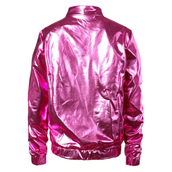 Pink Metallic Coated Women Jacket