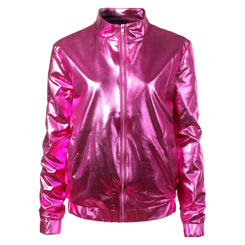 Pink Metallic Coated Women Jacket (2) Pink Metallic Coated Women Jacket