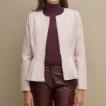 Pink Peplum Women Leather Jacket