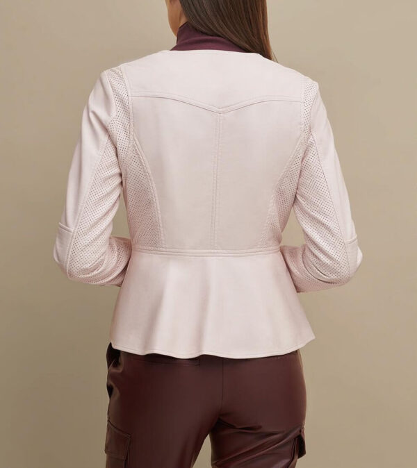 Pink Peplum Women Leather Jacket