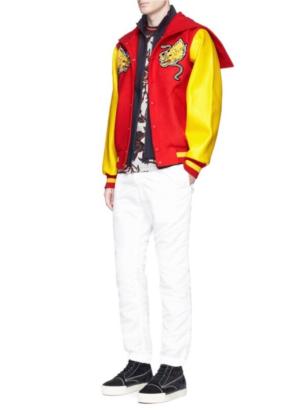 Red China Global Varsity Leather Jacket