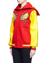 Red China Global Varsity Leather Jacket
