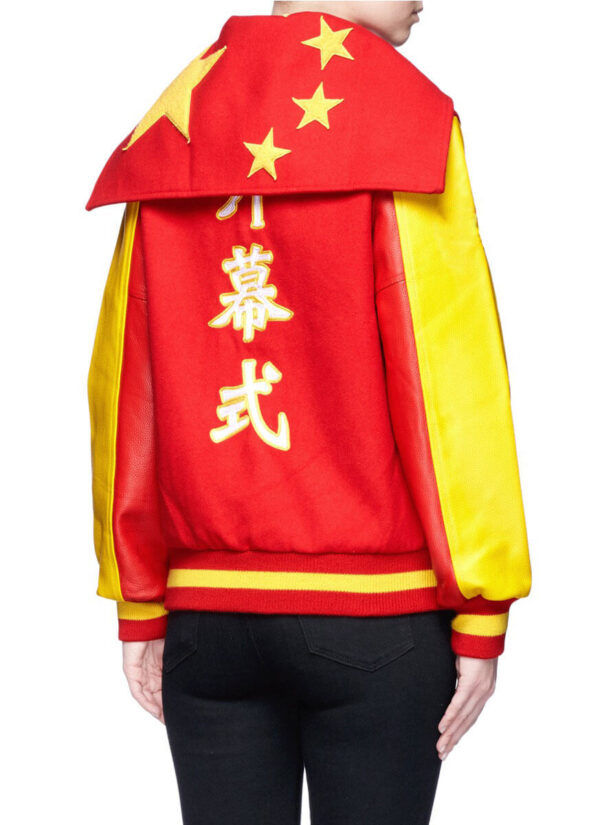 Red China Global Varsity Leather Jacket