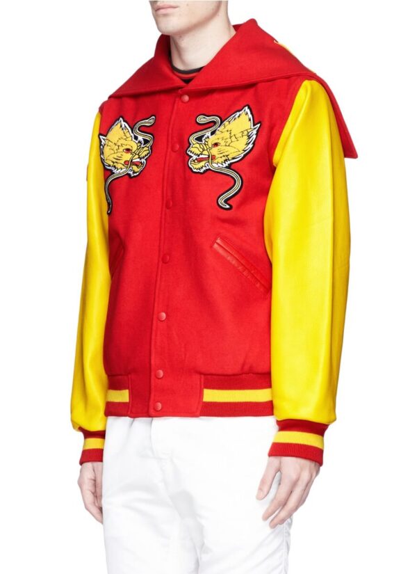 Red China Global Varsity Leather Jacket