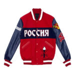 Red Russia Varsity Leather Jacket