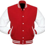 Red Letterman Varsity Baseball Wool Jacket