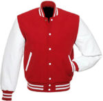 Red Letterman Varsity Baseball Wool Jacket