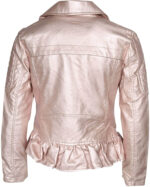 Rose Metallic Leather Biker Jacket