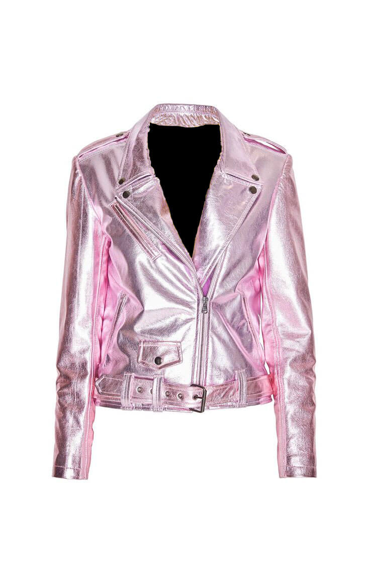 Metallic Rose Biker Women Leather Jacket Metallic Rose Biker Women Leather Jacket