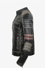 Retro Moto Distressed Leather Jacket side