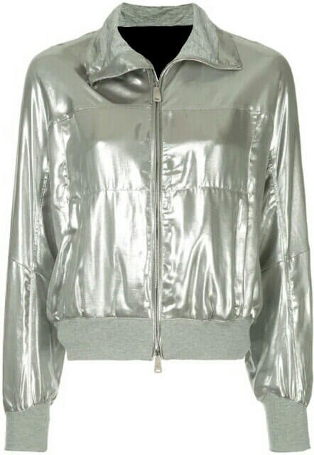 Silver Metallic Bomber Women Fashion Leather Jacket (4) Silver Metallic Bomber Women Fashion Leather Jacket