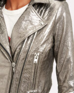 Silver Metallic Dylan Biker Stylish Leather Jacket