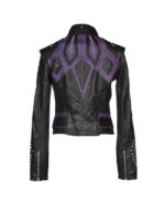 Two Tone Black Purple Silver Studded Leather Jacket