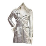 Vintage 1990s Silver Metallic Leather Jacket