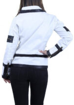 White Combo Leather Jacket For WomenWhite Combo Leather Jacket For Women