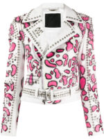 White Philipp Plein Animal Print Stud Jacket