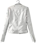 White Studded Leather Women's Jacket