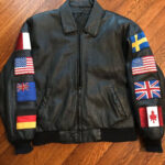 World Flag Patches Men's Leather Jacket