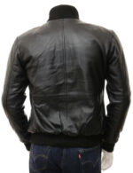Black Bomber Leather Biker Jacket