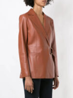 Women Brown belted blazer
