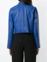 Women Blue Pointed Leather Jackets