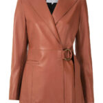 Women Brown belted blazer