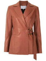 Women Brown belted blazer