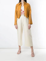 Women Yellow Pointed Leather Jackets