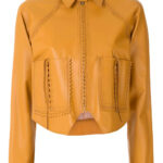 Women Yellow Pointed Leather Jackets