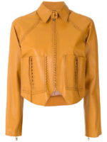 Women Yellow Pointed Leather Jackets