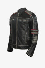 Retro Moto Distressed Leather Jacket