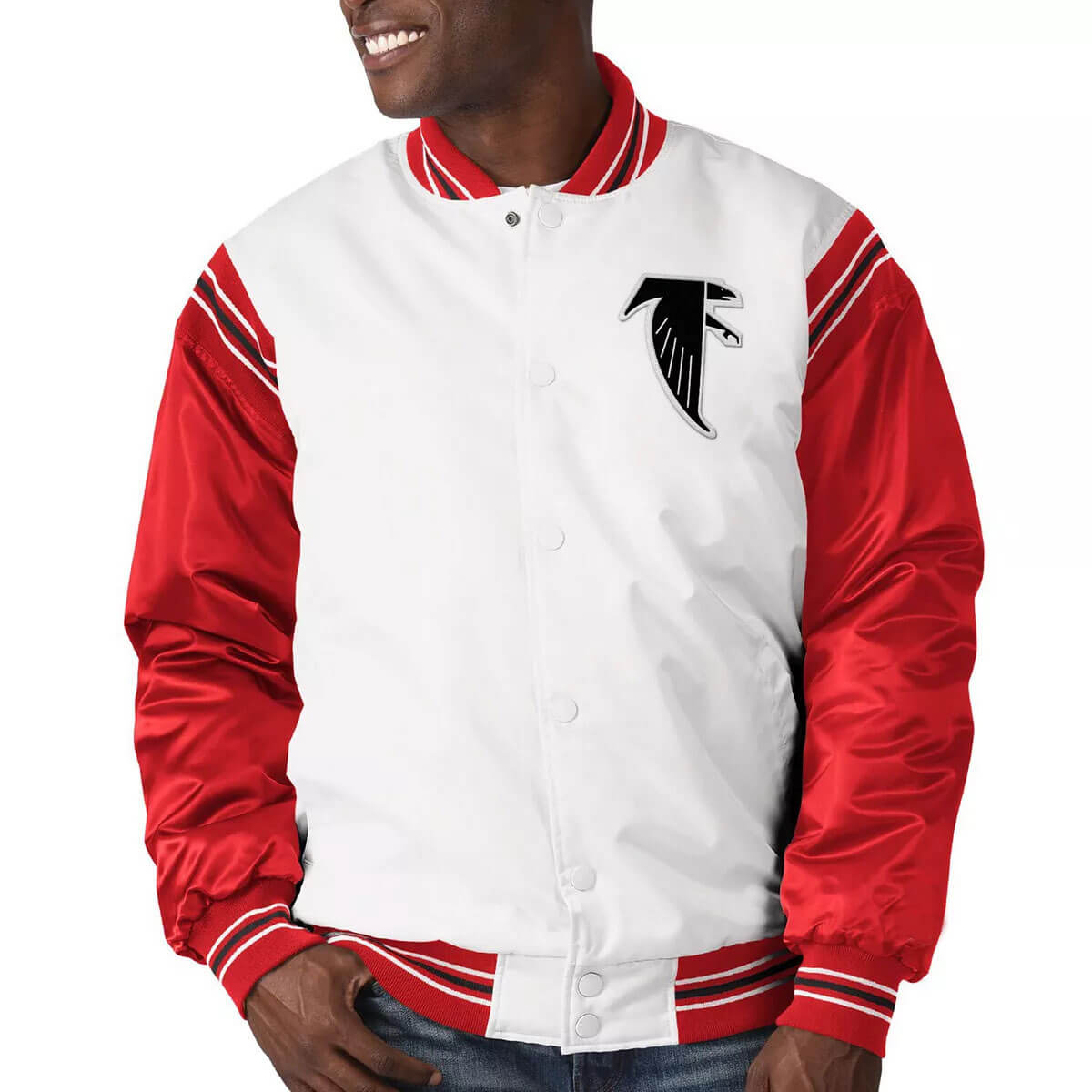 Atlanta Falcons Historic Logo Renegade Satin Varsity Jacket (2) Atlanta Falcons Historic Logo Renegade Satin Varsity Jacket