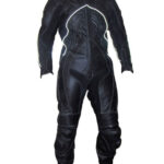 Black Flasher Motorcycle Racing Leather Suit