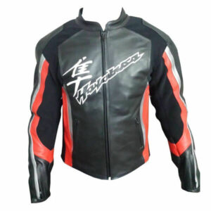 Black Hayabusa Suzuki Motorcycle Leather Jacket
