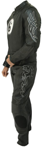Black Motorcycle Racing Sports Leather Suit