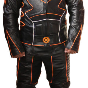 Black and Orange Motorcycle Racing Sports Leather Suit