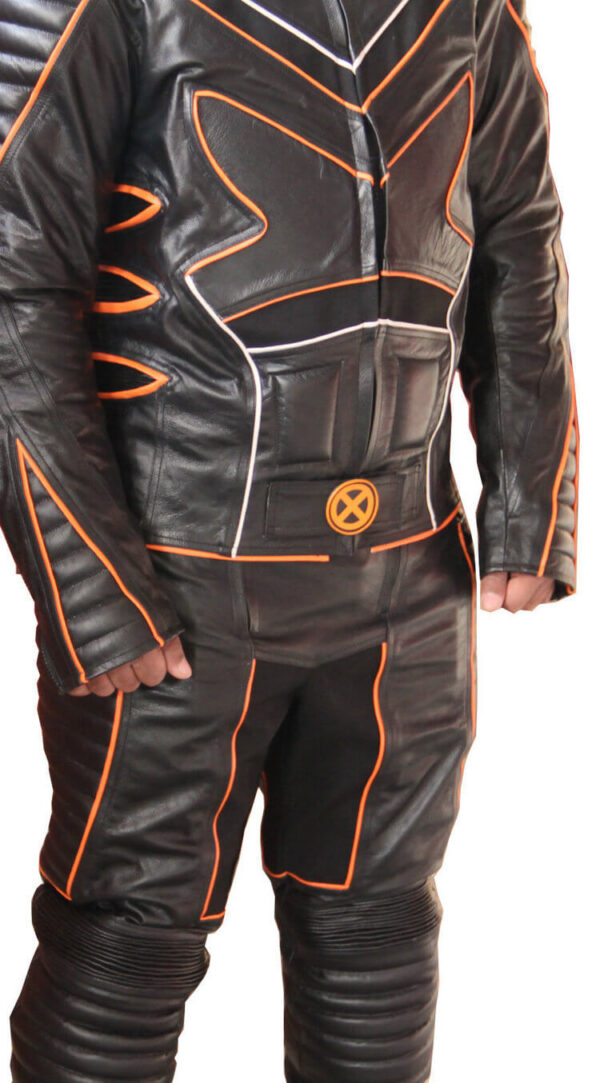 Black and Orange Motorcycle Racing Sports Leather Suit
