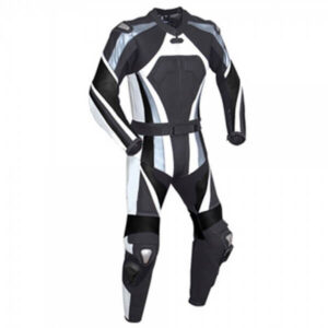 Black and White Motorcycle Racing Leather Suit