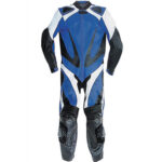 Blue and Black Motorcycle Sports Racing Leather Suit