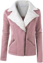 Blush Wool White Fur Women's Zip Up Jacket