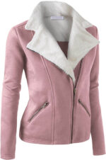 Blush Wool White Fur Women's Zip Up Jacket