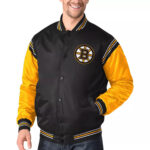 Boston Bruins Enforcer Satin Varsity Jacket