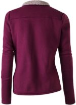 Burgundy Wool Tan Fur Women's Zip Up Jacket