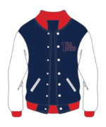 Custom Design Blue And White Varsity Jacket For Women